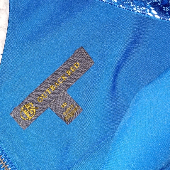 Outback Red Royal Blue Sleevelees Lace Print Fit & Flare Dress sz 10 - Picture 4 of 8